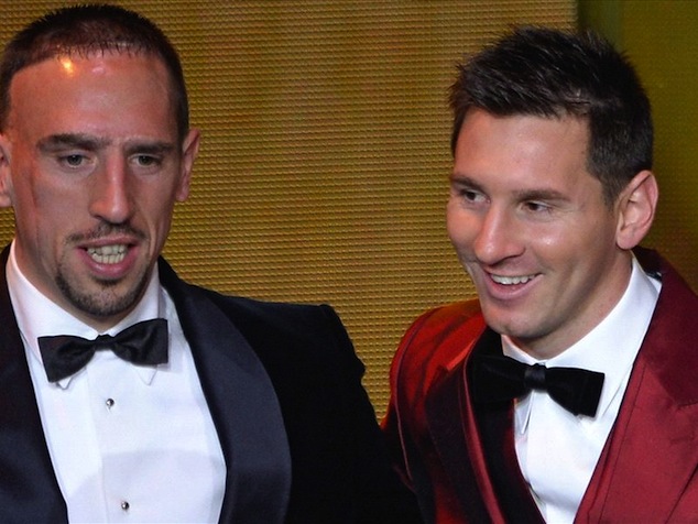 Ribery and Messi at a Ballon d'Or presentation